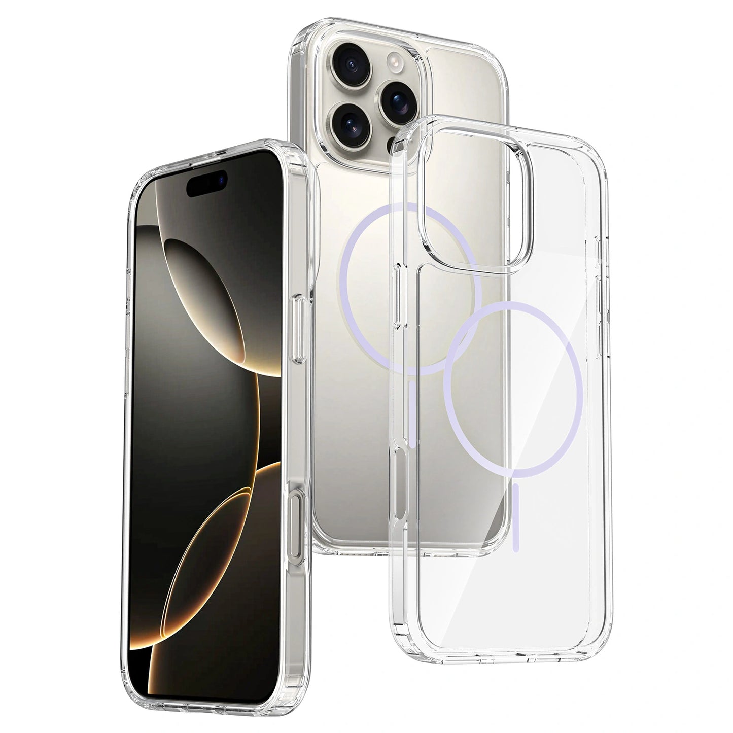 Transparent 2-in-1 Rainbow Ring Magnetic Phone Case
