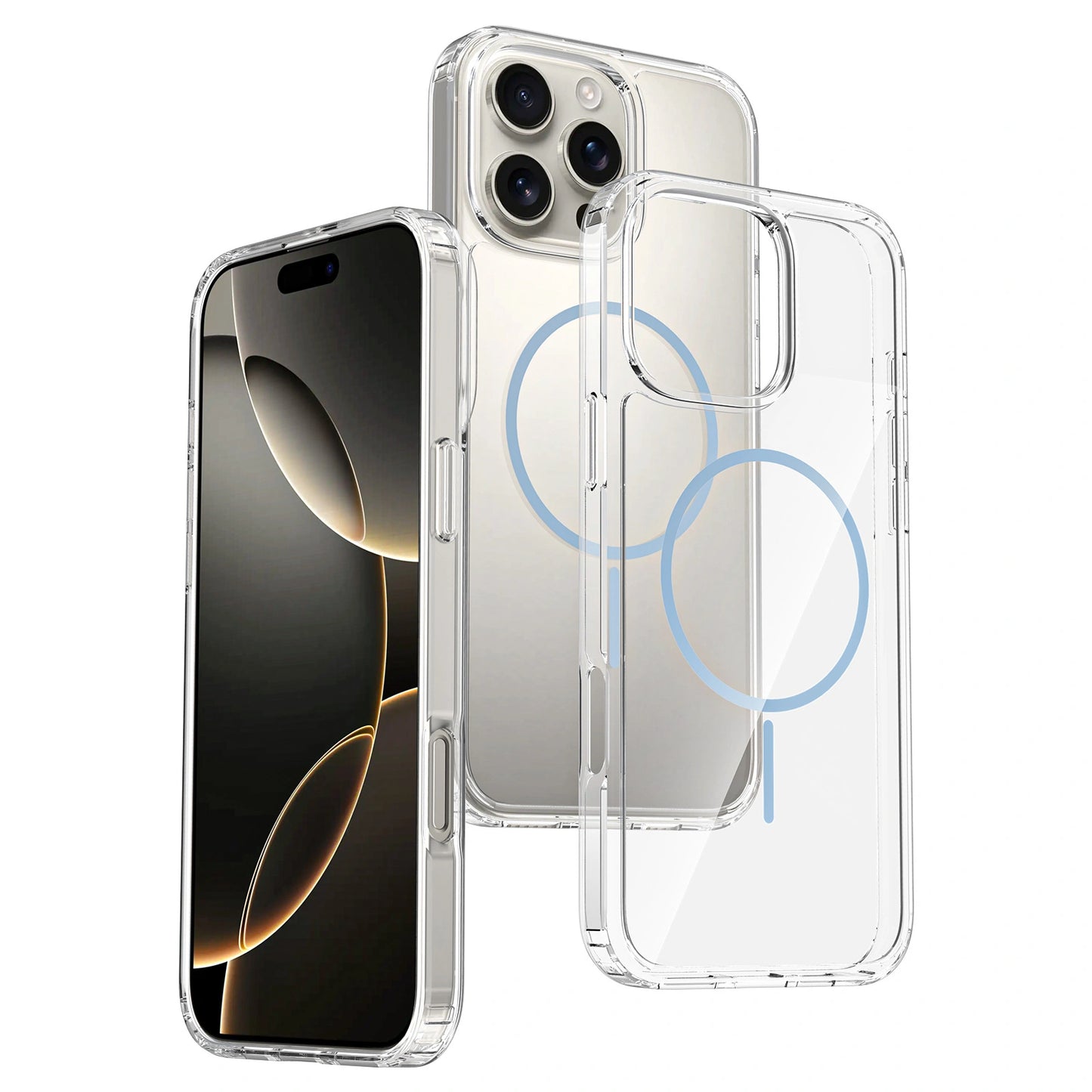 Transparent 2-in-1 Rainbow Ring Magnetic Phone Case