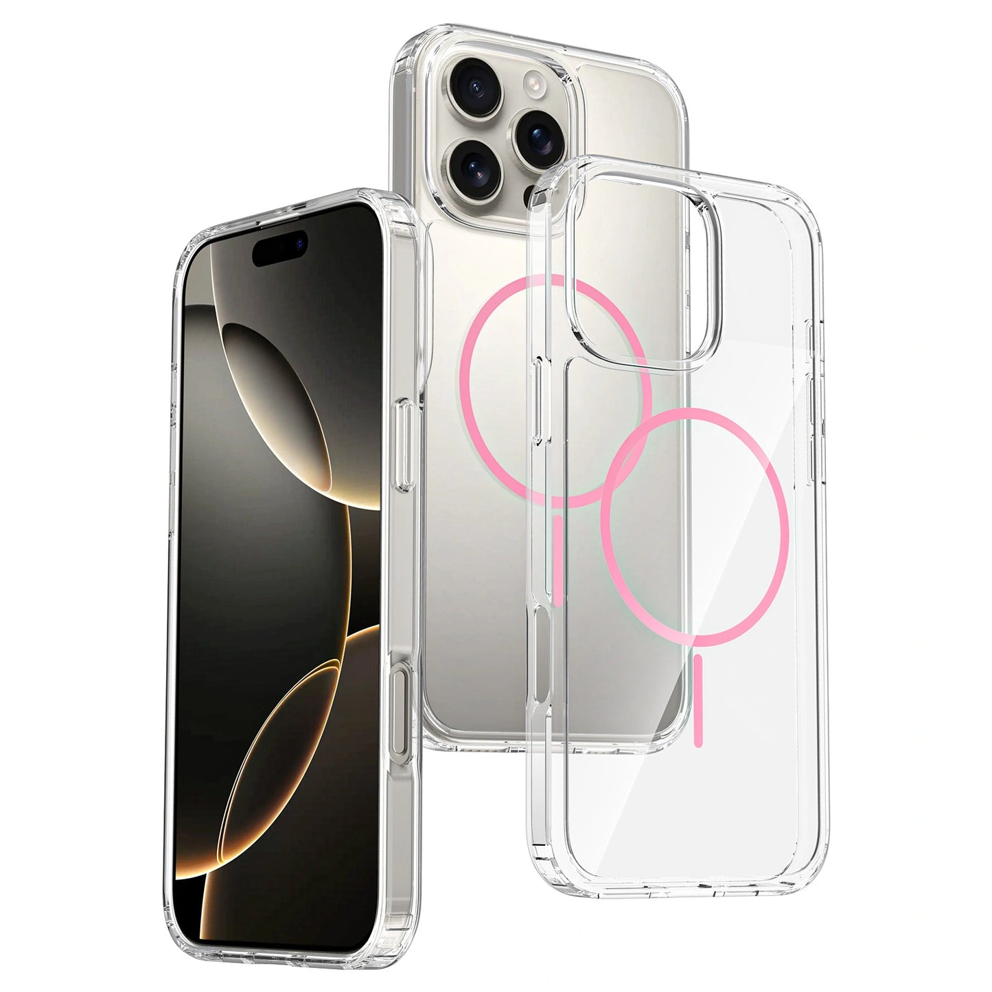 Transparent 2-in-1 Rainbow Ring Magnetic Phone Case