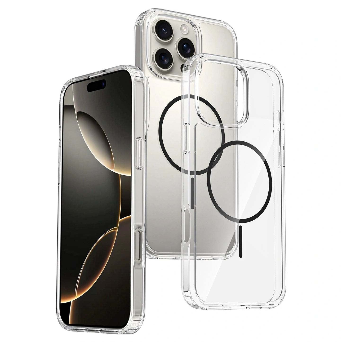 Transparent 2-in-1 Rainbow Ring Magnetic Phone Case