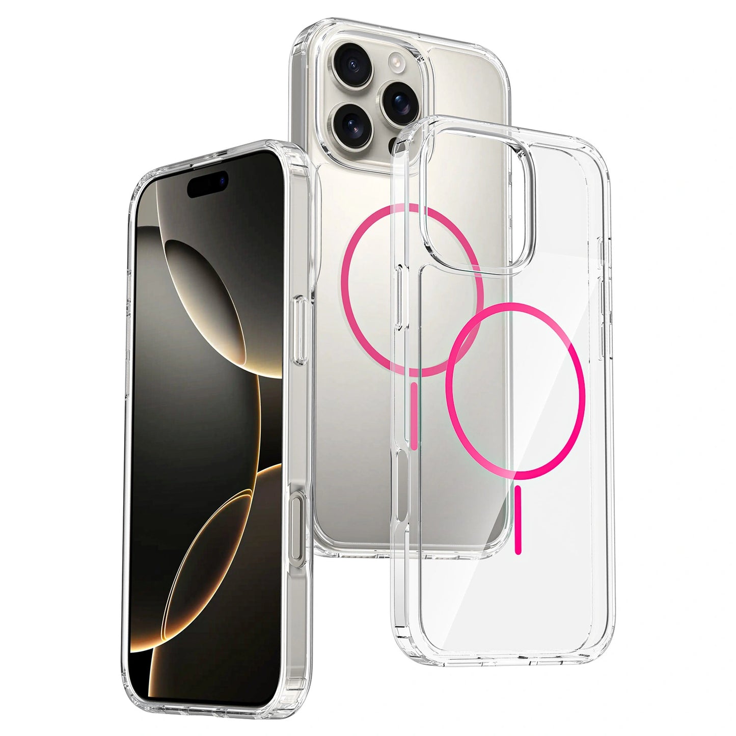 Transparent 2-in-1 Rainbow Ring Magnetic Phone Case